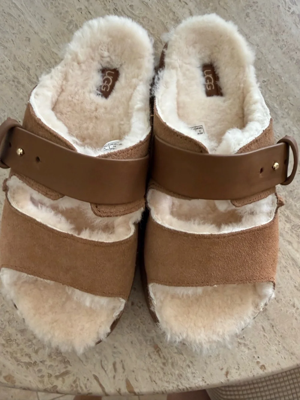 UGG Women's Chestnut Suede Shearling Mule with Buckle - Picture 4 of 5